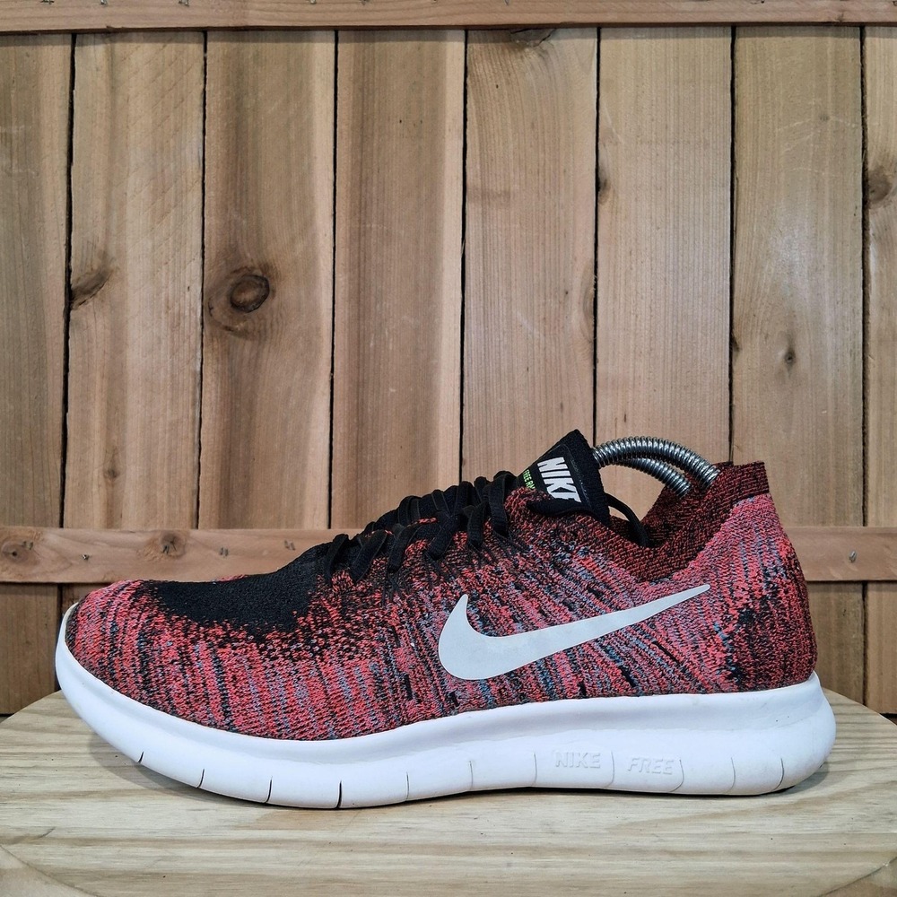 Nike Free RN Flyknit 2017 Shoes Womens 11 Red Knit Running Sneakers Athletic